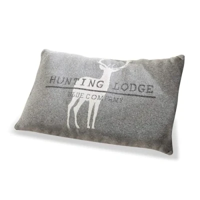 Abbildung von Loberon Kissen Lodge, edler Chalet Charakter, hoher Woll Anteil, eingewebter Hirsch, Zierkissen, Wohn Accessoire, Wohntextilien, Lammwolle, Polyester, grau