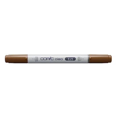 Abbildung von COPIC Ciao Marker Typ E 25, Caribe Cocoa, vielseitiger Layoutmarker, mit einer mittelbreiten und Brush Spitze