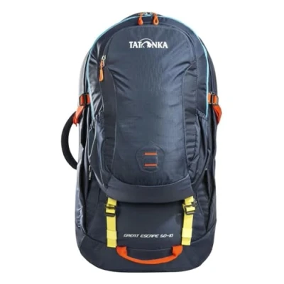 Abbildung von Tatonka Great Escape 50+10 Reiserucksack mit großer Kofferöffnung, abnehmbarem Daypack (10l) und abdeckbarem Tragesystem 60 Liter 64 x 30 18 cm navy