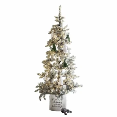Abbildung von Loberon Weihnachtsbaum Sansais, Christbaum mit LEDs, immergrün, naturnahes Design, Deko Tanne, Weihnachtsdeko, Weihnachten, Eisendraht, PVC, grün/weiß