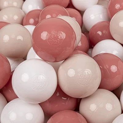 Abbildung von KiddyMoon 200 Bälle/7Cm Kinder Bälle Spielbälle Für Bällebad Baby Einfarbige Plastikbälle Made In EU, Pastellbeige/Lachsfarben/Weiß