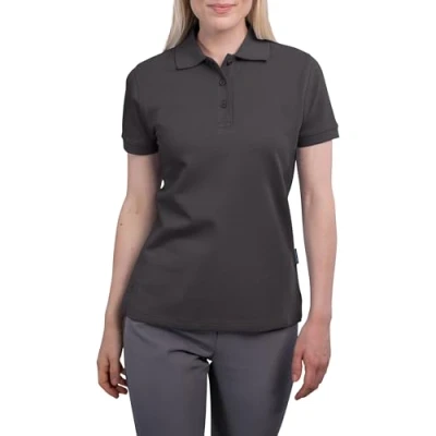 Abbildung von HRM Damen Heavy Polo, dunkelgrau, Gr. M I Premium Polo Shirt aus 100% Baumwolle Basic Polohemd bis 60C waschbar Hochwertige &amp; nachhaltige Oberteile Workwear