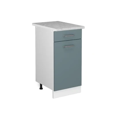 Abbildung von Vicco Küchenunterschrank R Line, Blau Grau/Weiß, 40 cm, AP Marmor