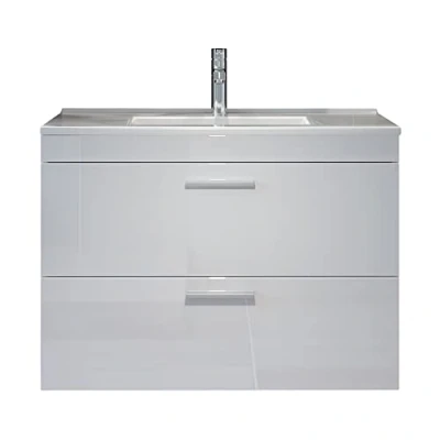 Abbildung von trendteam Waschbeckenunterschrank Devon Waschbeckenschrank Badmöbel Keramik Waschbecken Weiß 81x59x47cm