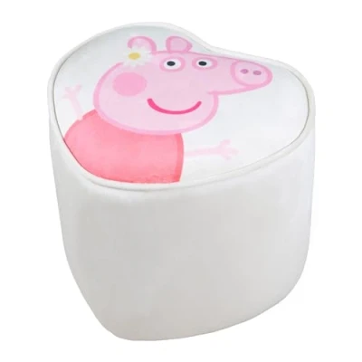 Abbildung von roba Kinderhocker im Peppa Pig Design Hocker mit Stauraum für Mädchen &amp; Jungen ab 18 Monaten Belastbar bis 60 kg Polsterhocker rund in Beige/Rosa