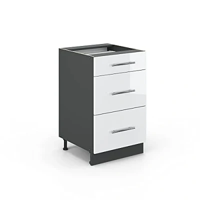 Abbildung von Vicco Unterschrank Fame Line, Weiß Hochglanz/Anthrazit, 50 cm ohne Arbeitsplatte