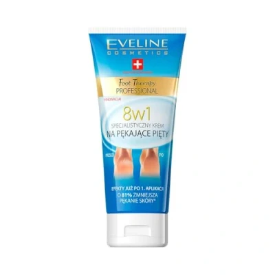 Abbildung von Eveline Cosmetics Fußcreme Professional 8 in 1, Fusscreme Rissige Fersen, Fusspflege Creme, Fortschrittliche Schweizer Formel 100ml, Sehr Trockene Füsse Hornhaut