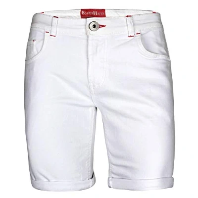 Abbildung von BlauerHafen Herren Designer Jeans Shorts Stretch Kurze Hose Super Flex Slim Fit Sommer Denim Half Pants Casual Bermuda (W38 (Taille: 99 101cm), Weiß)
