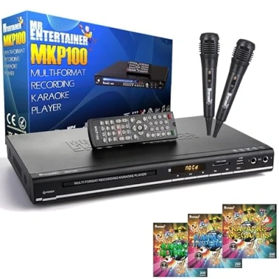 Abbildung von Mr Entertainer MKP100 CDG DVD MP3G Karaoke Player HDMI / Record Rip USB (kabelgebundene Mikrofone + 600 Lieder)