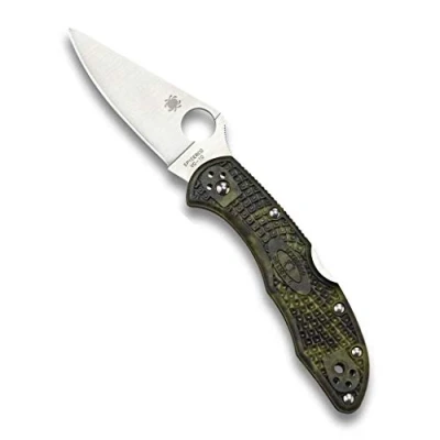 Abbildung von Spyderco Unisex Erwachsene, Taschenmesser, Delica 4 Lockback Zombie, Klinge: 7.6 cm, Rot, Klappmesser, Taschenclip, Satin Finish, Camouflage Design, normal, 9000685