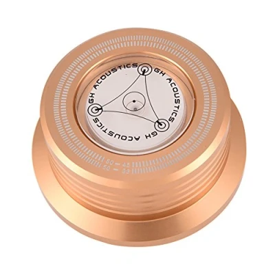 Abbildung von Richer R Plattenspieler Disc Record Gewicht, 50Hz Schallplatten Plattenstabilizer Auflagegewicht,Plattenklemme LP Stabilizer Drehscheibe mit Wasserwaage für Vinyl Plattenspieler(Gold)