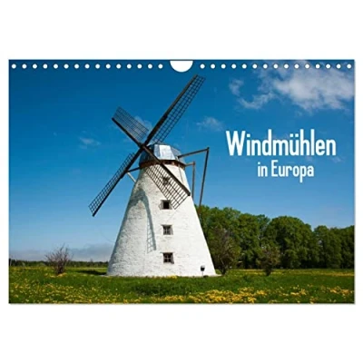 Abbildung von Windmühlen in Europa (Wandkalender 2025 DIN A4 quer), CALVENDO Monatskalender