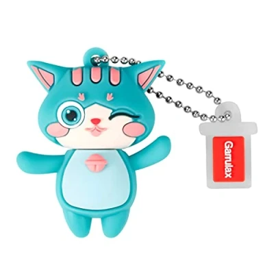 Abbildung von GARRULAX USB Flash Laufwerke, 16GB wasserdichtes Silikon USB2.0 High Speed Daumenlaufwerke Memory Stick Pen Datum Speicher Pendrive U Disk(Green Cat)