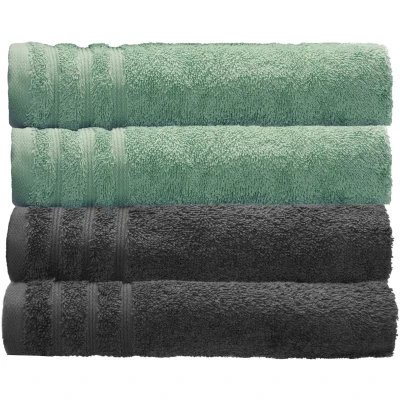 Abbildung von Kleine Wolke Handtuch &quot;Royal&quot;, (Set, 4 St., Handtücher 50 x 100 cm (2x maledivia, 2x dunkelgrau), Uni Farben, mit Bordüre, weich, auch als Set erhältlich