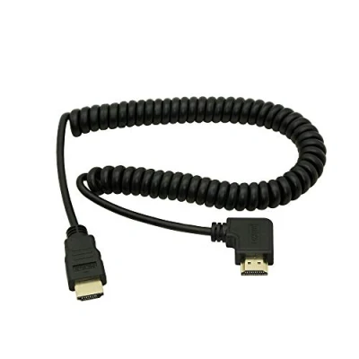 Abbildung von CERRXIAN HDMI Stecker auf HDMI, linkwinklig, Stecker, vergoldet, Konverter Adapter, Spiralkabel, unterstützt 2K 4 K (30 Hz), Audio Return (HDMI Linkwinkel)