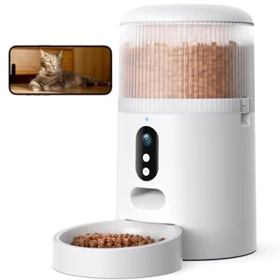 Abbildung von Faroro Futterautomat Katze WiFi, 3MP HD Video Katzenfutter Automat mit Nachtsicht, 4L Futterspender für Katzen/Hunde Zwei Wege Audio, APP Steuerung, Bewegungserkennung &amp; Doppelte Kraft