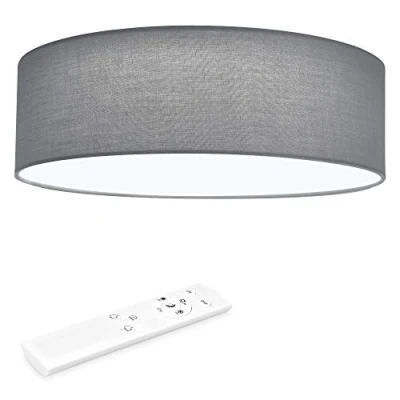 Abbildung von Navaris Deckenleuchten LED Deckenleuchte Rund mit Fernbedienung Dimmbar 22W, 40 cm Design Stoff Hellgrau