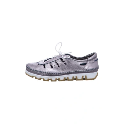 Abbildung von Gemini Damen Sneaker Leder Cutouts sportliche Schnürschuhe 382345, Größe:37 EU, Farbe:Silber