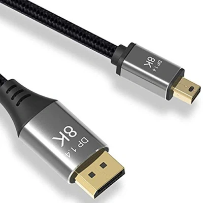 Abbildung von CableDeconn Mini DP zu DisplayPort 8K Kabel 2m 8K@60Hz 4K@144Hz 1.4 Bidirektionales Getriebe Kompatibel mit Macbook Pro Surface