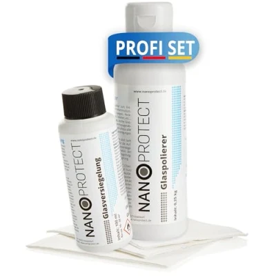 Abbildung von Nanoprotect Glasversiegelung 10 12 m² Premium Nano Scheibenversiegelung Für Auto, Dusche und Fenster Set inkl. Glaspolitur 3 Spezialtüchern Lotus Effekt