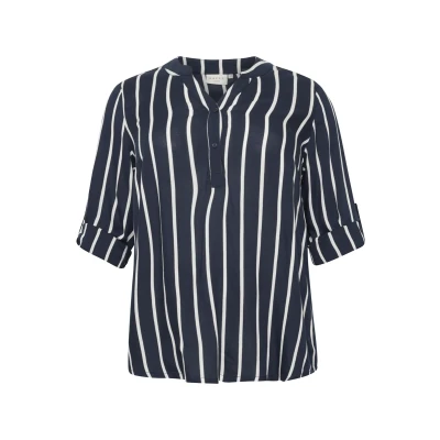 Abbildung von Kaffe Curve SIDA Blouse Bluse, Damen, Größe: 44, Midnight marine/chalk