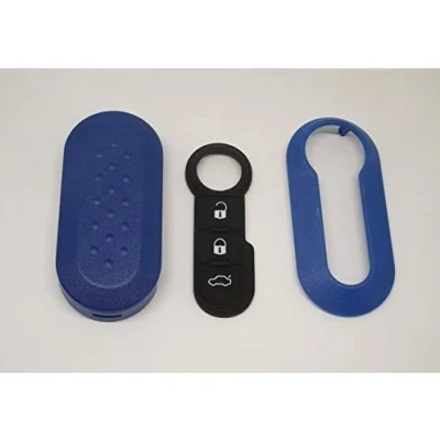 Abbildung von TOPBEST Cover Schlüssel Gehäuse + Tasten TASTINI Gummi FIAT 500 Grande Punto Evo Bravo Panda 500L Lancia Y YPSILON MUSA Delta SCOCCA Blau