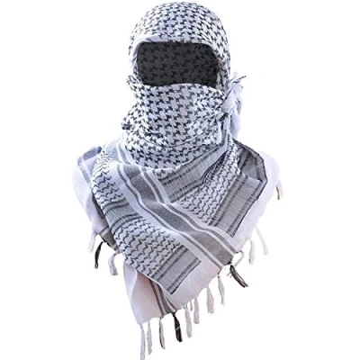 Abbildung von Luxns Militärischer Shemagh Taktischer Wüsten Schal / 100% Baumwolle Keffiyeh Wrap für Damen und Herren, Weiss/opulenter Garten, Einheitsgröße