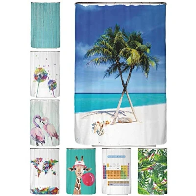 Abbildung von arteneur® Strand Anti Schimmel Duschvorhang 120x200 Recycelt mit Öko Tex Standard 100 Beschwerter Saum, Blickdicht, Wasserdicht, Waschbar, 8 Haken &amp; E Book
