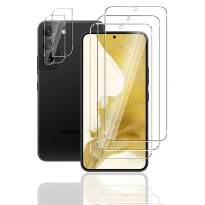 Abbildung von FWang [3+2 Stück] Temperglas Schutzfolie für Samsung Galaxy S22 5G und Kamera Schutzfolie,9H Härte,kratzfest,blasenfrei,HD Displayschutz