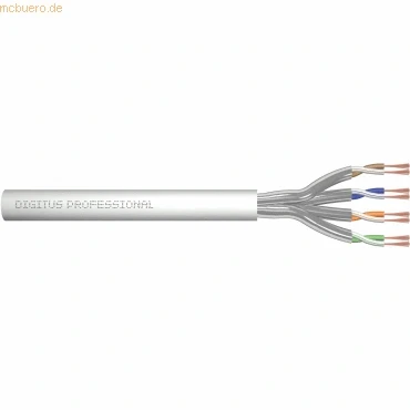Abbildung von DIGITUS Roh Patchkabel Cat 6A Meterware Unkonfektioniert 100 m U FTP Netzwerk Kabel LSZH AWG 27/7 Grau