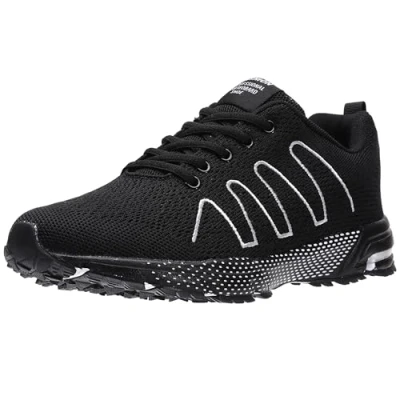 Abbildung von ASHION Turnschuhe Herren Sneaker Laufschuhe Sportschuhe Atmungsaktiv Leichte Straßenlaufschuhe,B Schwarz,45 EU