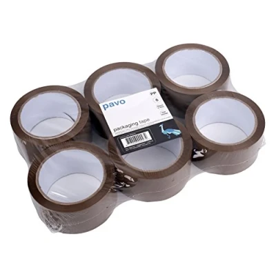 Abbildung von Pavo 8000272 6 Rollen Premium PP Pack /Klebeband, Low Noise/Leise Abrollend, 66 m, 50 mm, braun