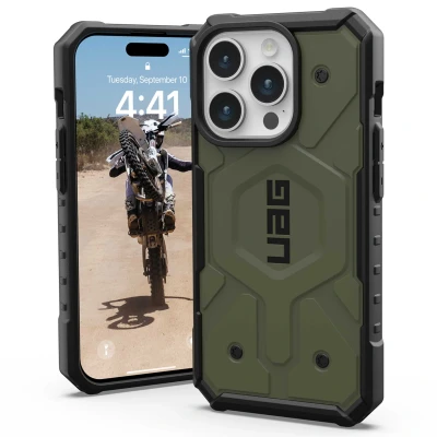 Abbildung von Apple iPhone 15 Pro Hülle MagSafe Kunststoff UAG Hard Case/Backcover Handyhülle Grün Shockproof/Stoßfest