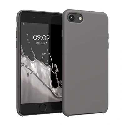 Abbildung von kwmobile Hülle kompatibel mit Apple iPhone SE (2022) / (2020) 8 7 Silikon Handy Case Handyhülle weiche Oberfläche kabelloses Laden Stone Dust