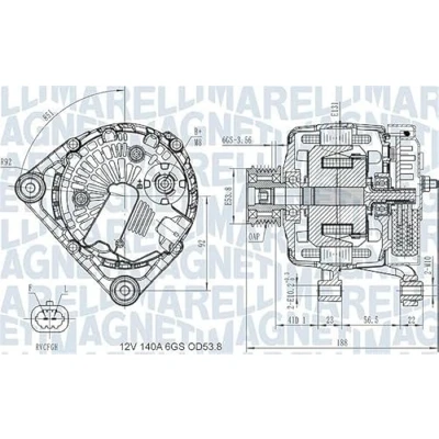 Abbildung von MAGNETI MARELLI 063731406710 Lichtmaschine 12V 140A OPEL: Zafira C Tourer, Astra J Schrägheck, GTC, CHEVROLET: Trax