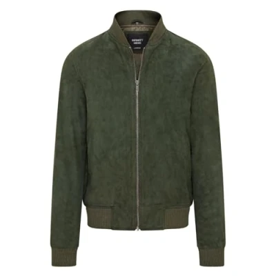 Abbildung von Infinity Leather Grüne MA 1 Uni Bomberjacke aus weichem Ziegenwildleder für Herren