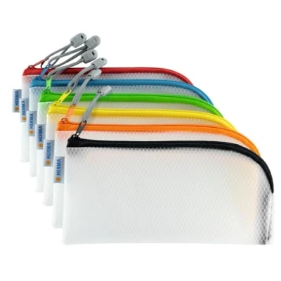 Abbildung von HERMA 20001 Reißverschlusstasche Reiseetui transparent bunt, 10 Stück, kleine verschließbare Sichttaschen mit Zipper, farbige Kulturtaschen für Handy, Ladekabel, Kosmetik, Stifte, Schlüssel
