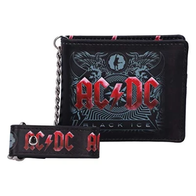 Abbildung von Nemesis Now Embossed Wallet Offiziell lizenzierte AC/DC Black Ice Album geprägte Geldbörse und Kette, Polyurethan, Schwarz, 11 cm