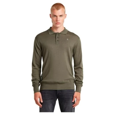 Abbildung von G Star RAW Men&#039;s Premium core dunda Knit Polo Shirt, Braun (Turf D25066 D847 273), L