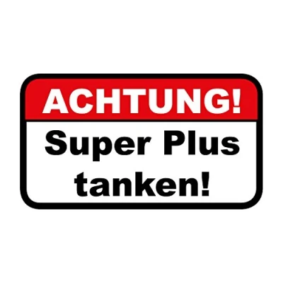 Abbildung von iSecur Hinweis Aufkleber Achtung! Super Plus tanken! I hin_450 67 x 37 mm Auto Warnung Falschtanken Fahrzeug Sticker für KFZ LKW Motorrad