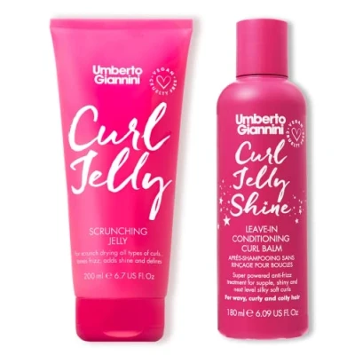 Abbildung von Umberto Giannini Curl Jelly Scrunching 200ml and Shine Leave In Conditioner Duo 180ml Vegan &amp; Cruelty Free