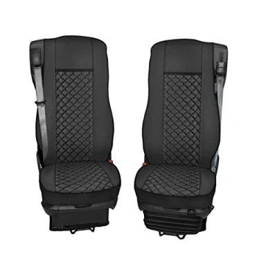 Abbildung von Satz Sitzbezüge Öko Leder 1+1 Für LKW Sitzauflagen Schonbezüge Passform XF CF LF 106 Euro 6 Schwarz