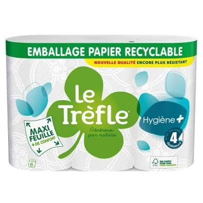 Abbildung von Le Trefoil Hygiene + Toilettenpapier, 6 Rollen, 4 Stärken