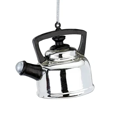 Abbildung von Christbaumschmuck Glas 6cm Teekessel Weihnachtskugeln Küchengeräte Teekocher Silber
