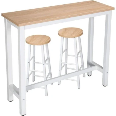 Abbildung von Woltu Bartisch, 1x Bartisch+2x Barhocker Set Esstisch Essgruppe Metallgestell