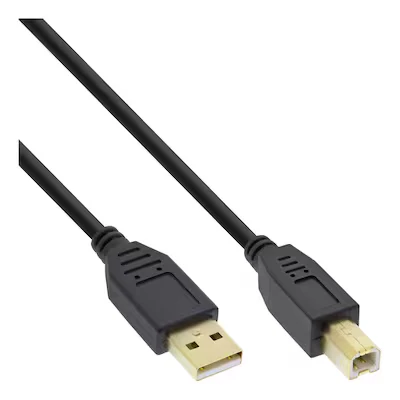 Abbildung von InLine 34510S USB 2.0 Kabel, A an B, schwarz, Kontakte gold, 1m