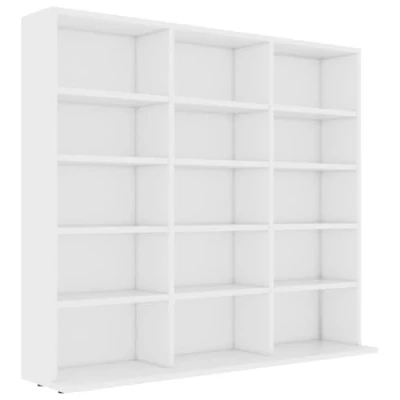 Abbildung von vidaXL CD Regal mit 15 Fächern DVD Bluray Medienregal Medienschrank Aufbewahrung Standregal Regalwand Bücherregal Weiß 102x23x89,5cm Holzwerkstoff