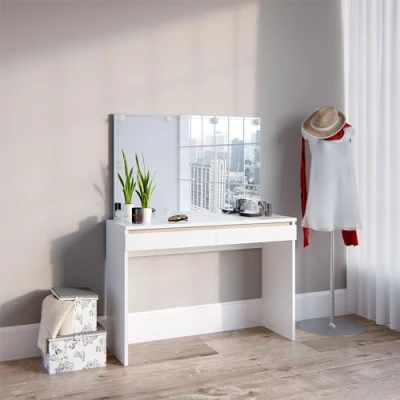 Abbildung von Vicco Schminktisch Emma, Weiß, 120 cm mit LED Beleuchtung