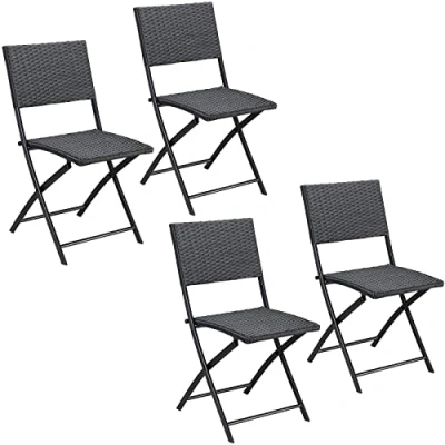Abbildung von Casaria Klappstuhl Rom (4 St), Polyrattan 4er Set 120kg Belastbarkeit Platzsparend Klappbar Leicht