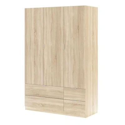 Abbildung von Habitdesign LCX453F Kleiderschrank mit 3 Türen und 4 Schubladen, Schlafzimmerschrank, Maße: 200 cm (H) x 135 (B) 52 (T)